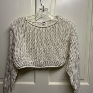 Garage white knitted cropped sweater (worn once!)